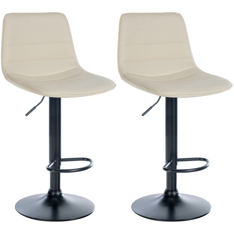 Conjunto de 2 banquetas Lex, em couro sintético, tamanho B, cor creme.