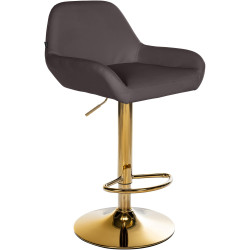Tabouret de bar Braga Gold, similicuir marron