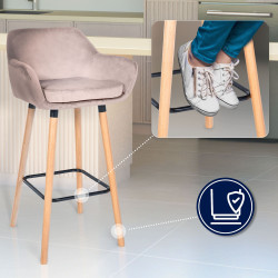 Tabouret de bar Grant en velours gris clair