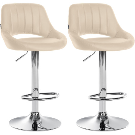 Ensemble de 2 tabourets de bar Milet en similicuir, couleur crème