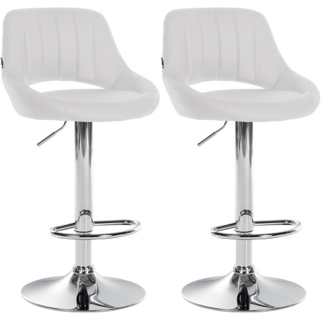 Ensemble de 2 tabourets de bar Milet en similicuir blanc