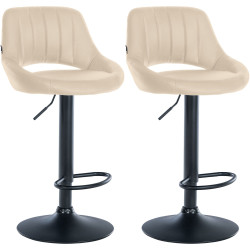 Lot de 2 tabourets de bar Milet, similicuir, crème