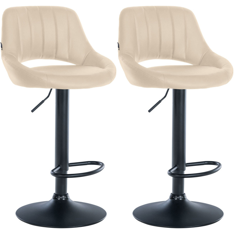 Lot de 2 tabourets de bar Milet, similicuir, crème