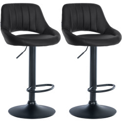 Lot de 2 tabourets de bar Milet, similicuir, noir