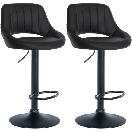 Lot de 2 tabourets de bar Milet, similicuir, noir