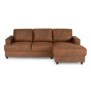 Canapé d'angle droit 4 places - Tissu marron vintage - Contemporain - L 215 x P 140 x H 86 cm - PAUL