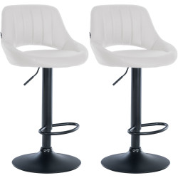 Juego de 2 taburetes de bar Milet, de piel sintética, blancos