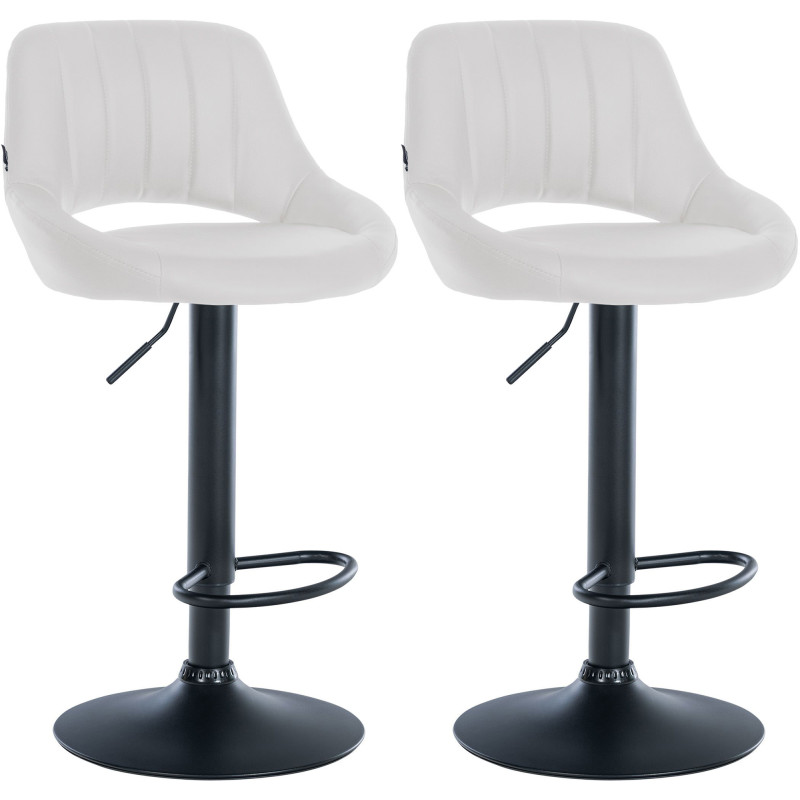Ensemble de 2 tabourets de bar Milet, similicuir, blanc