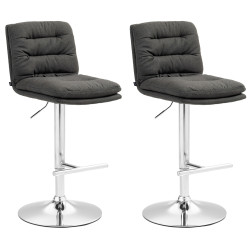 Lot de 2 tabourets de bar Damar tissu chrome gris foncé