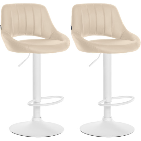 Set di 2 sgabelli da bar Milet, similpelle, crema
