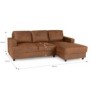 Canapé d'angle droit 4 places - Tissu marron vintage - Contemporain - L 215 x P 140 x H 86 cm - PAUL