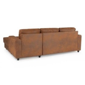 Canapé d'angle droit 4 places - Tissu marron vintage - Contemporain - L 215 x P 140 x H 86 cm - PAUL