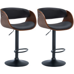 Conjunto de 2 banquetas Portmore, em couro sintético, cor nogueira/preto