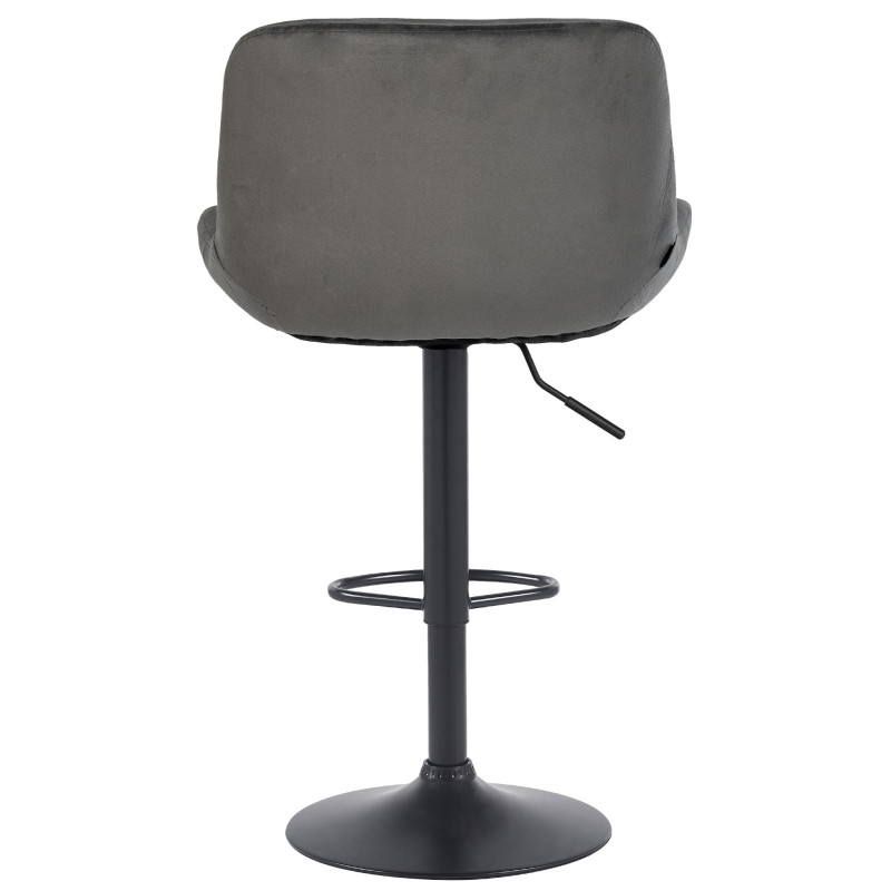 Tabouret de bar Solon, velours noir, gris foncé