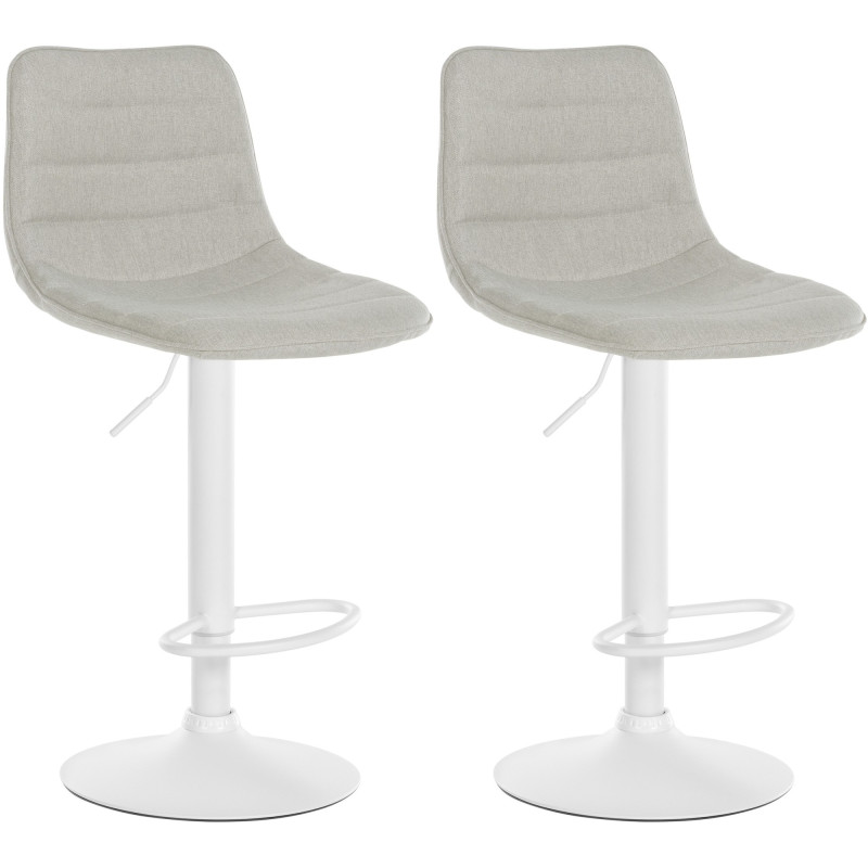 Conjunto de 2 banquetas de bar em tecido Lex na cor creme.