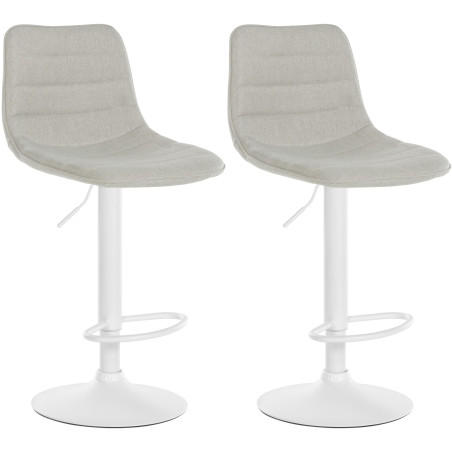 Conjunto de 2 banquetas de bar em tecido Lex na cor creme.