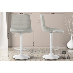 Set di 2 sgabelli da bar in tessuto Lex W crema