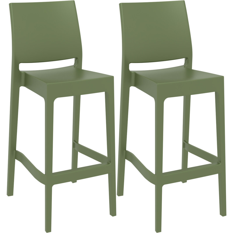 Conjunto de 2 banquetas de bar Maya cor oliva