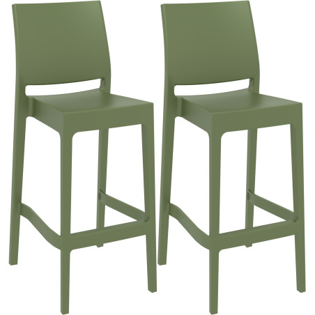 Conjunto de 2 banquetas de bar Maya cor oliva