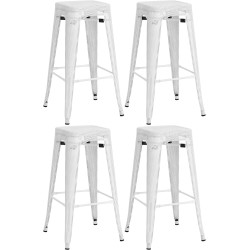 Juego de 4 taburetes de bar Fletcher, blancos