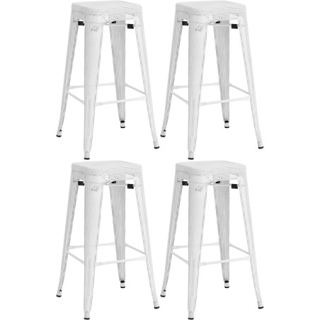 Juego de 4 taburetes de bar Fletcher, blancos