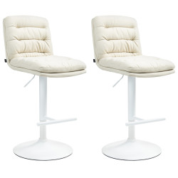 Lot de 2 tabourets de bar en tissu Damar blanc crème