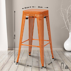 Ensemble de 4 tabourets de bar Fletcher, orange