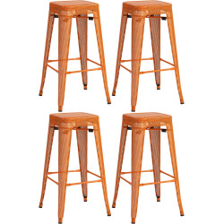 Set di 4 sgabelli da bar Fletcher, arancioni
