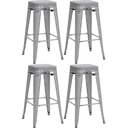 Set di 4 sgabelli da bar Fletcher, argento