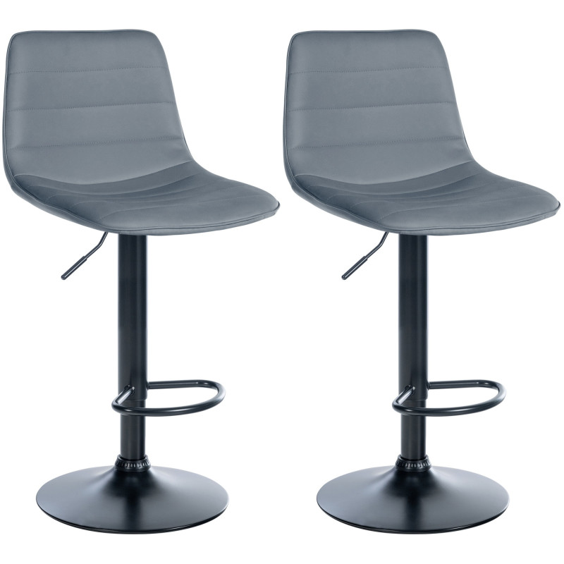 Juego de 2 taburetes de bar Lex de piel sintética gris B