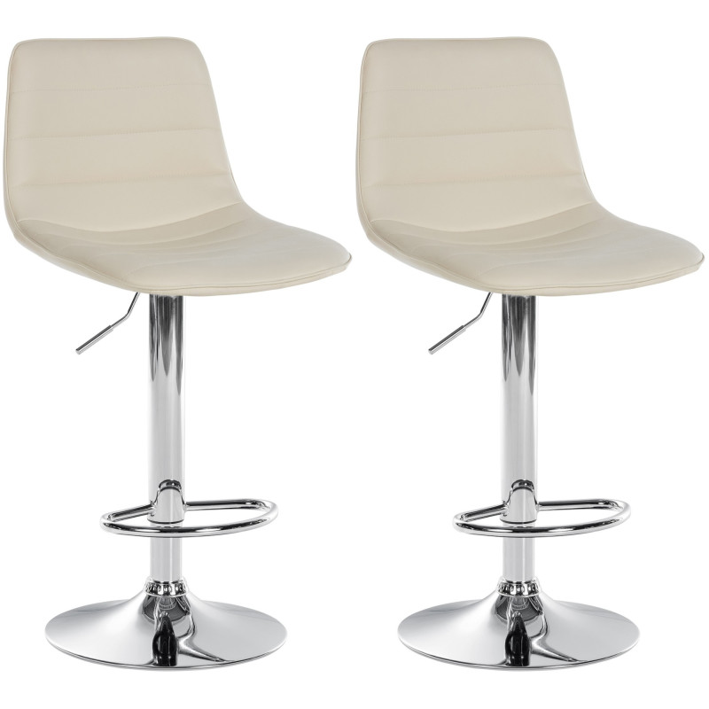 Conjunto de 2 banquetas Lex em couro sintético, cor creme.