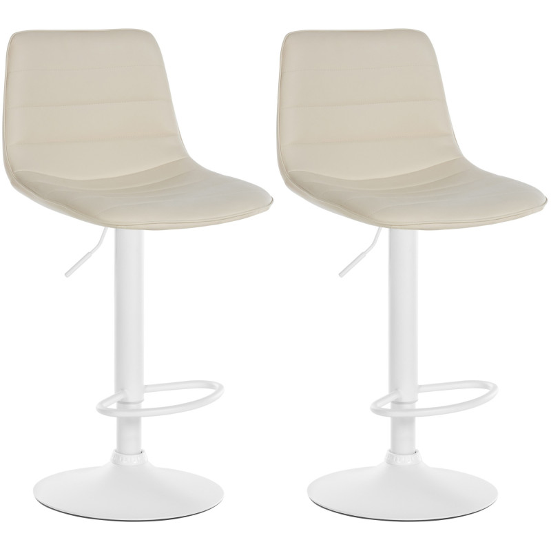 Set di 2 sgabelli da bar Lex, similpelle, W, crema