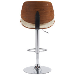 Sgabello da bar Clawson, similpelle, cromato, noce/crema