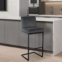 Tabouret de bar Hopewell en velours gris foncé B