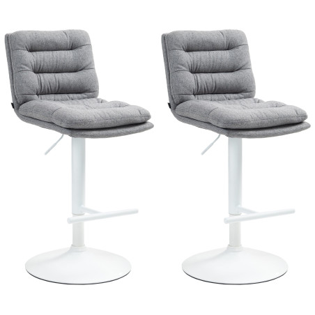 Lot de 2 tabourets de bar en tissu Damar blanc gris