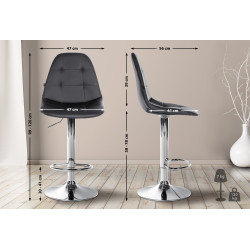 Tabouret de bar Elmore, similicuir, C, noir
