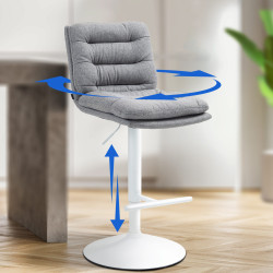 Lot de 2 tabourets de bar en tissu Damar blanc gris