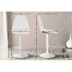 Tabouret de bar Elmore, similicuir, blanc