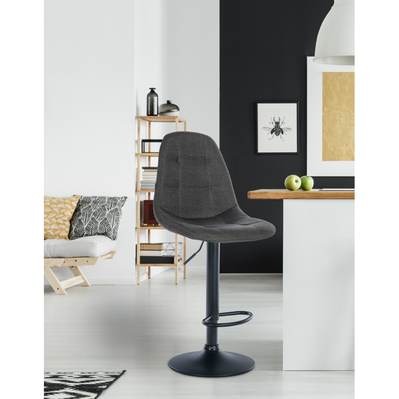 Tabouret de bar Elmore, tissu B, gris foncé