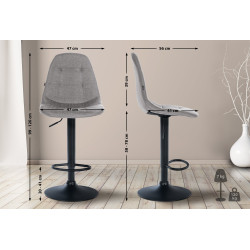 Tabouret de bar Elmore, tissu B, gris
