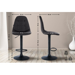 Tabouret de bar Elmore, tissu B, noir
