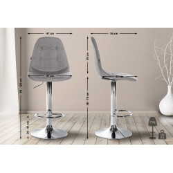 Tabouret de bar Elmore, tissu C, gris