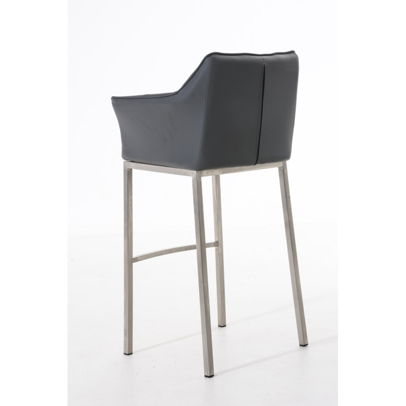Tabouret de bar Damaso E avec structure à 4 pieds gris