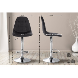 Tabouret de bar Elmore, tissu C, noir