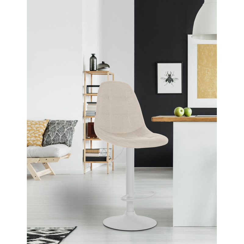 Taburete de bar Elmore, tapizado en tela W, color crema