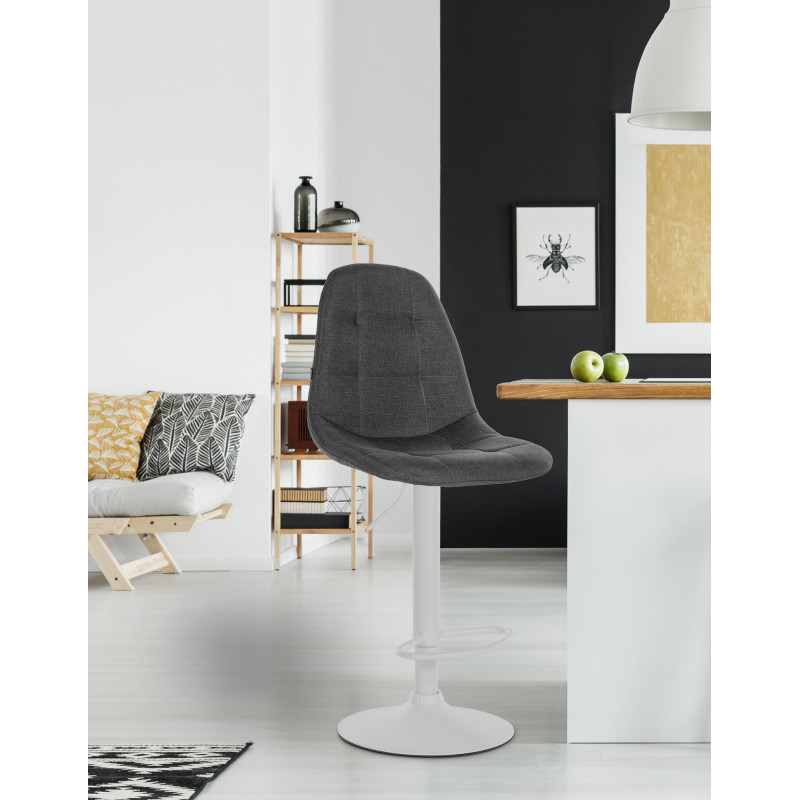 Tabouret de bar Elmore, tissu W, gris foncé