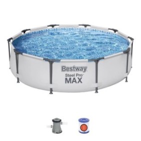 Kit Piscine hors sol tubulaire BESTWAY Steel Pro Max™ - 305 x 76 cm - Ronde (Avec épurateur a cartouche et pompe de filtration)