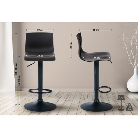 Tabouret de bar Hoover B, noir
