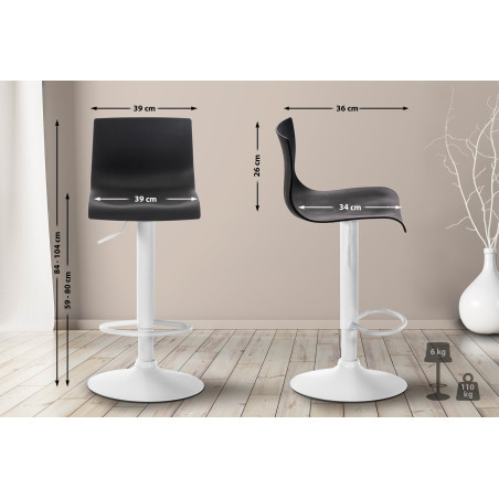 Tabouret de bar Hoover W, noir