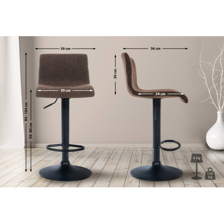 Tabouret de bar Hoover, tissu B, marron